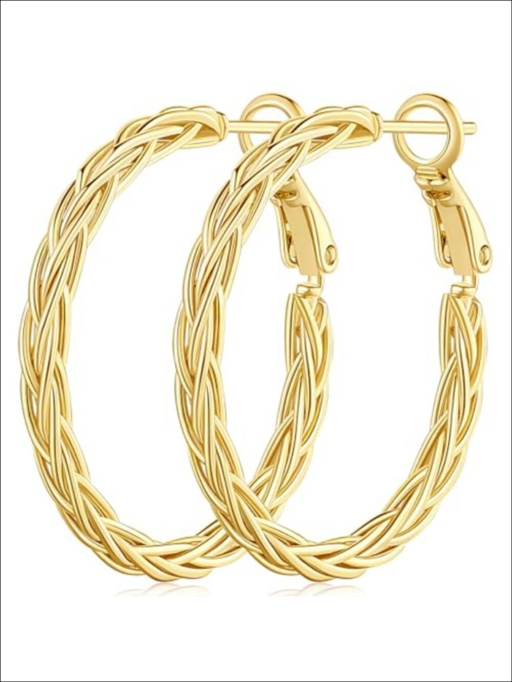 Fine Weave 14K Gold Hoop Earrings for Women Artisan Wire Design